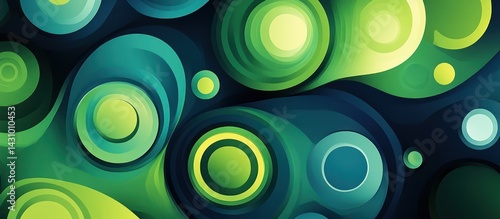 Swirling green circles, abstract background, digital art, website design