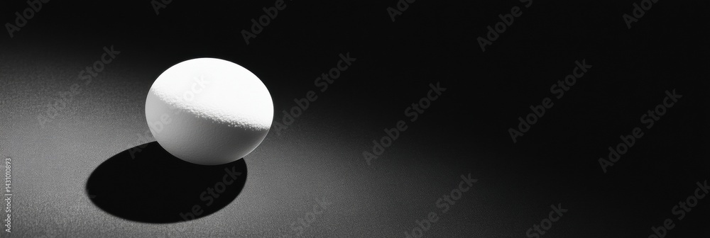 Bright White Sphere in Deep Shadow Showcasing High-Contrast Minimalism on Dark Surface During Indoor Setting Generative AI