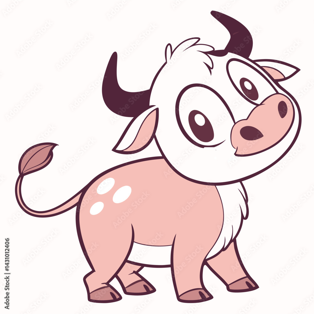 Naklejka premium Cute Bull Vector Illustration for Graphic Designs