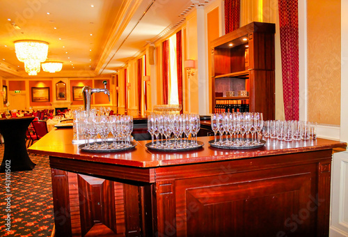 Elegant Bar Setup with Sparkling Glasses