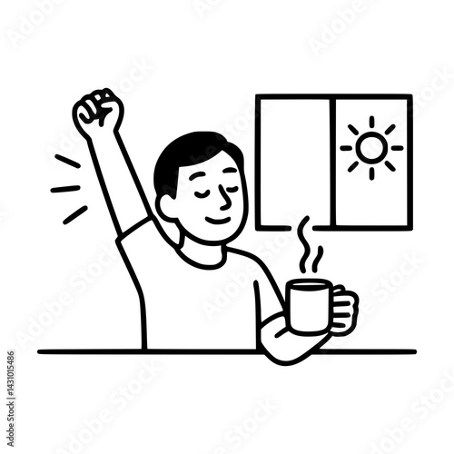a man goes through his morning routine