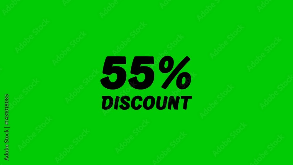 55% percent text discount label symbol animation motion graphic on green screen background. Video Discount price tag reveal from smoke suitable for black Friday or wholesale and business concept 55% percent text discount label symbol animation motion graphic on green screen background. Video Discount price tag reveal from smoke suitable for black Friday or wholesale and business concept