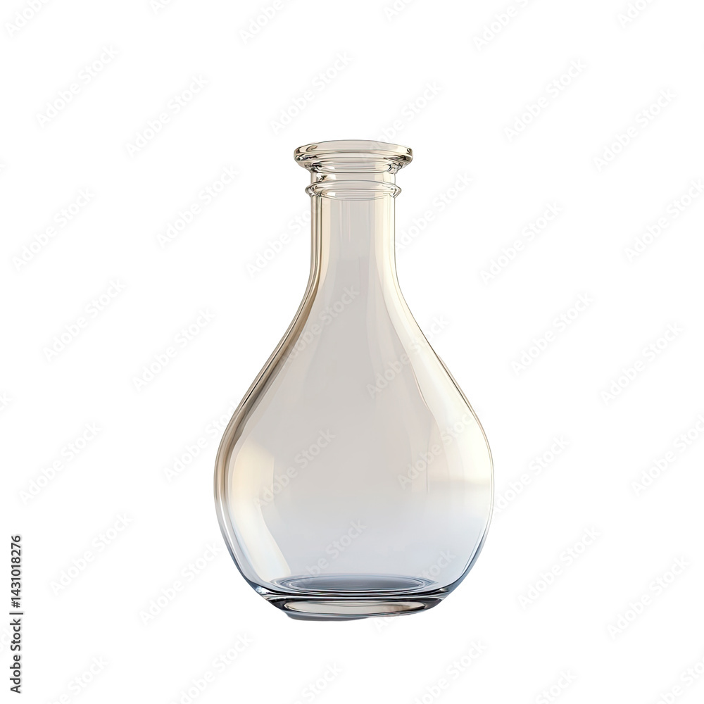 Clear glass bottle, bulbous shape Clear glass bottle, bulbous shape