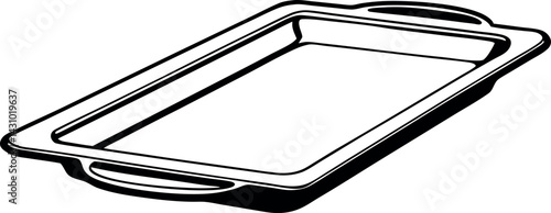 Baking Sheet Vector Line Drawing Illustration