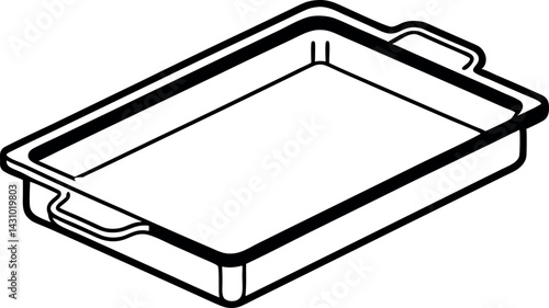 Baking Sheet Vector Line Drawing Illustration