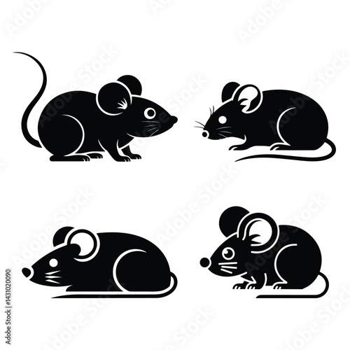 silhouette  rat vector set with white background