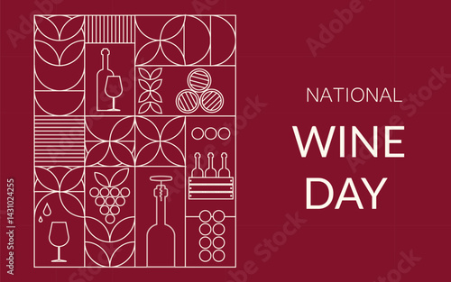 National Wine Day. Template for background, banner, card, poster with text inscription.