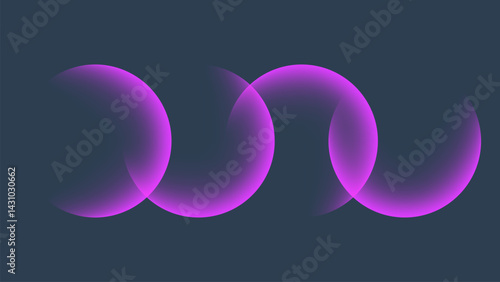 Purple gradient round shapes. Futuristic abstract background with bright colored spheres for creative graphic design. Vector illustration.