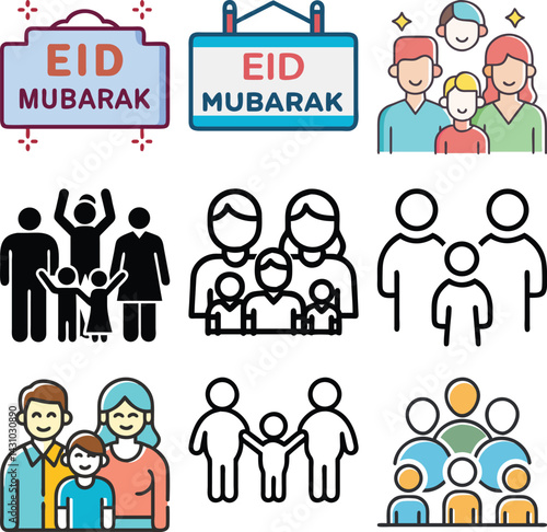 Family Gathering Icon for Eid Celebration vector illustration