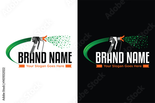 simple modern spray gun illustration vector logo design
