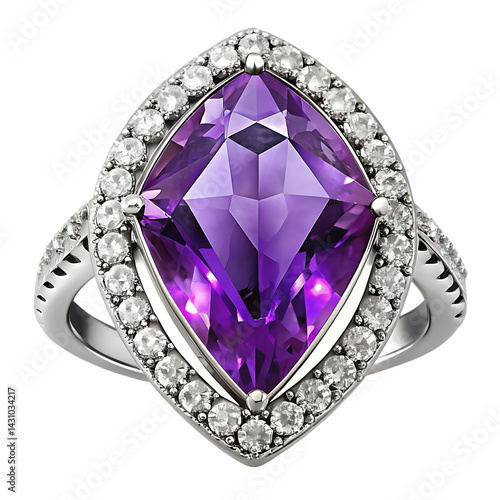 Obraz na płótnie Amethyst Ring Diamond Halo Jewelry Image w salonie