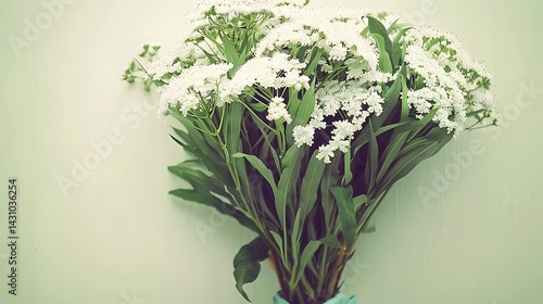 Elegant bouquet of queen anne's lace flowers with soft pastel background