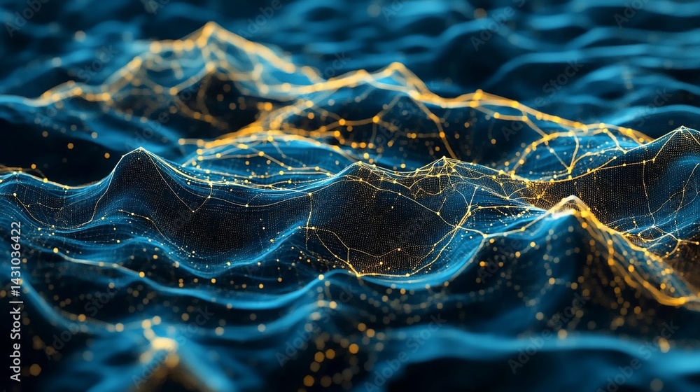 Abstract Network Topology Visualization with Glowing Data Connections Abstract Network Topology Visualization with Glowing Data Connections