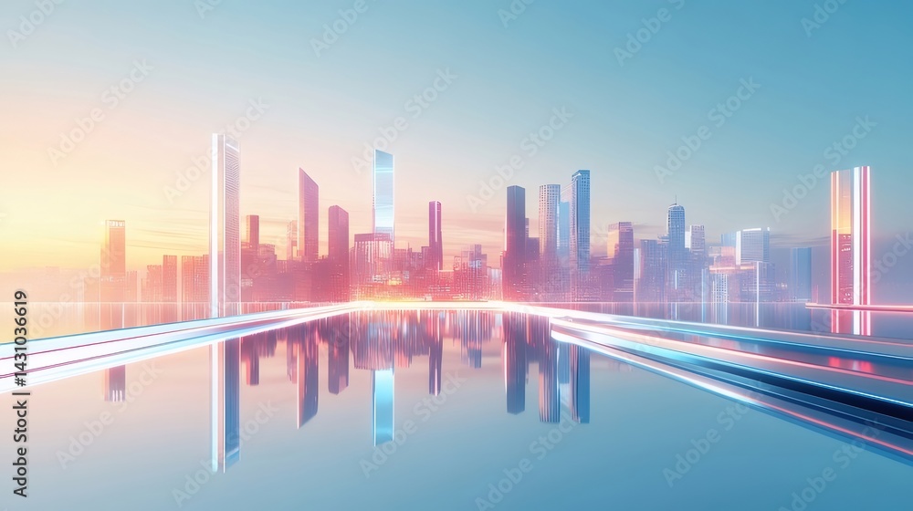 未来都市の夜景 青い空と輝く光に照らされた高層ビル群 未来的なデザインと抽象的な背景 未来都市の夜景 青い空と輝く光に照らされた高層ビル群 未来的なデザインと抽象的な背景
