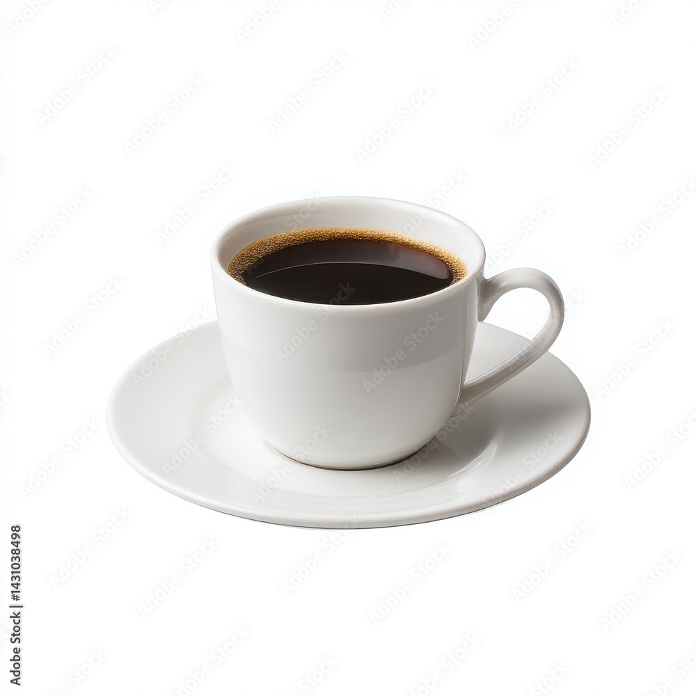 Cup of black coffee on saucer isolated on white background Cup of black coffee on saucer isolated on white background