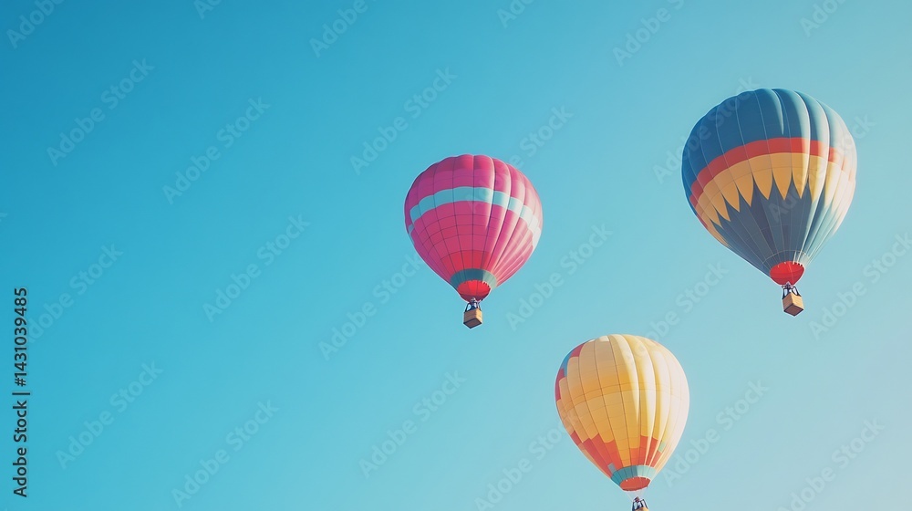 Obraz premium Colorful Hot Air Balloons Ascending: A Serene Vista