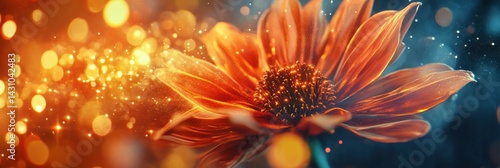 Obraz na płótnie Blooming Flower Opens Like a Solar System Revealing a Cosmic Dance With Vibrant Colors and Stunning Details in a Surreal Fusion Generative AI w salonie