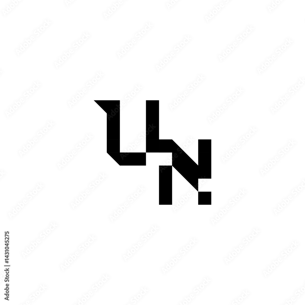 cool minimalist logo UN sporty style monogram Alphabet Initial square concept cool minimalist logo UN sporty style monogram Alphabet Initial square concept