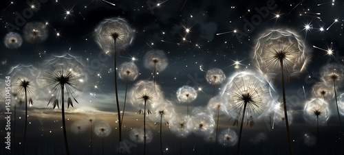 dandelions shaped constellation, ai generative