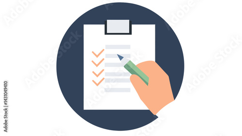 Agreement Confirmation Vector Icon - Modern Flat Design Checkmark on Clipboard Concept for Task and Project Management