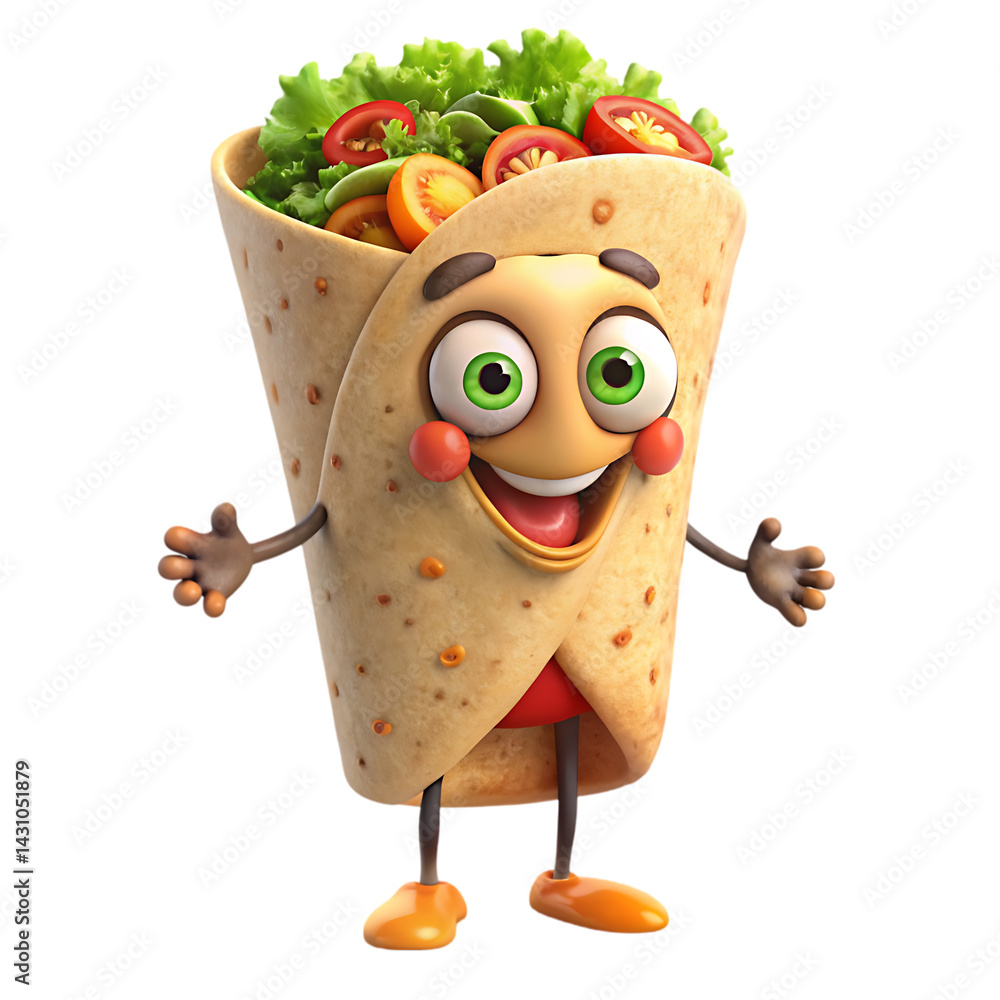 Happy Burrito Cartoon Character: Fun Food Illustration