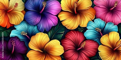 Wallpaper Mural Stunning background artwork with a tropical hibiscus motif. Torontodigital.ca