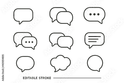 Vector icon set featuring various speech bubbles for communication and dialogue design