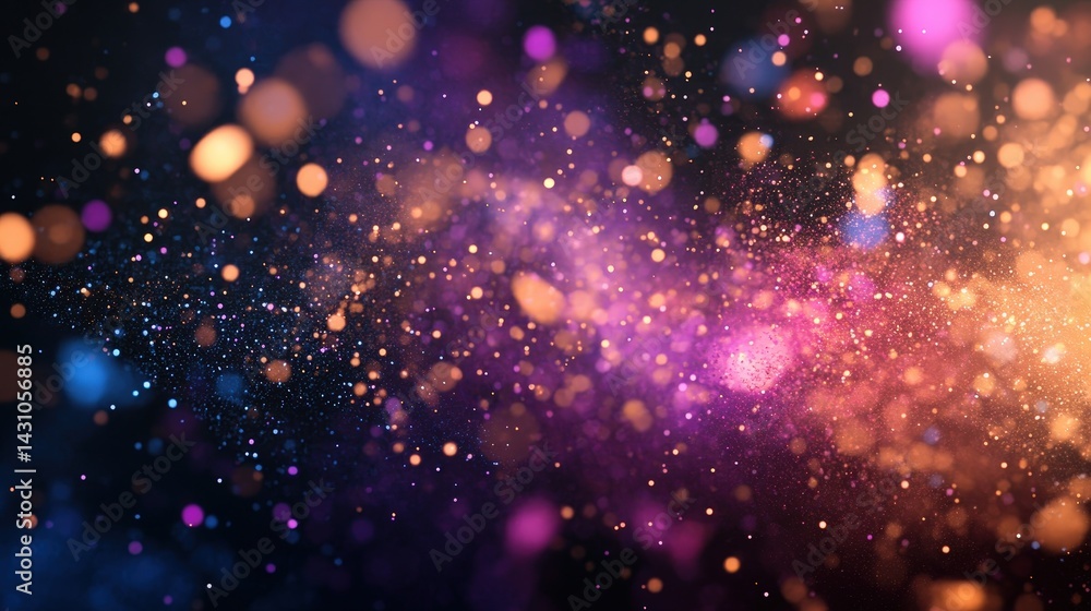 Fototapeta premium An explosion of tiny, colorful particles suspended in midair, frozen in motion against a dark backdrop