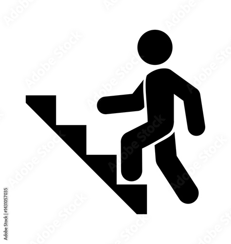 Vector illustration of step up stairs icon on white background.