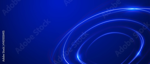 Blue background with swirling, glowing white lines