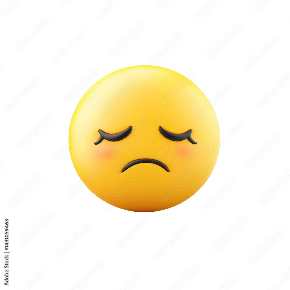 Fototapeta premium 3D Render of a Sad Emoji with Closed Eyes and Blushing Cheeks