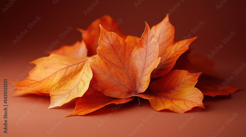Fototapeta premium Autumn leaves cluster on a surface
