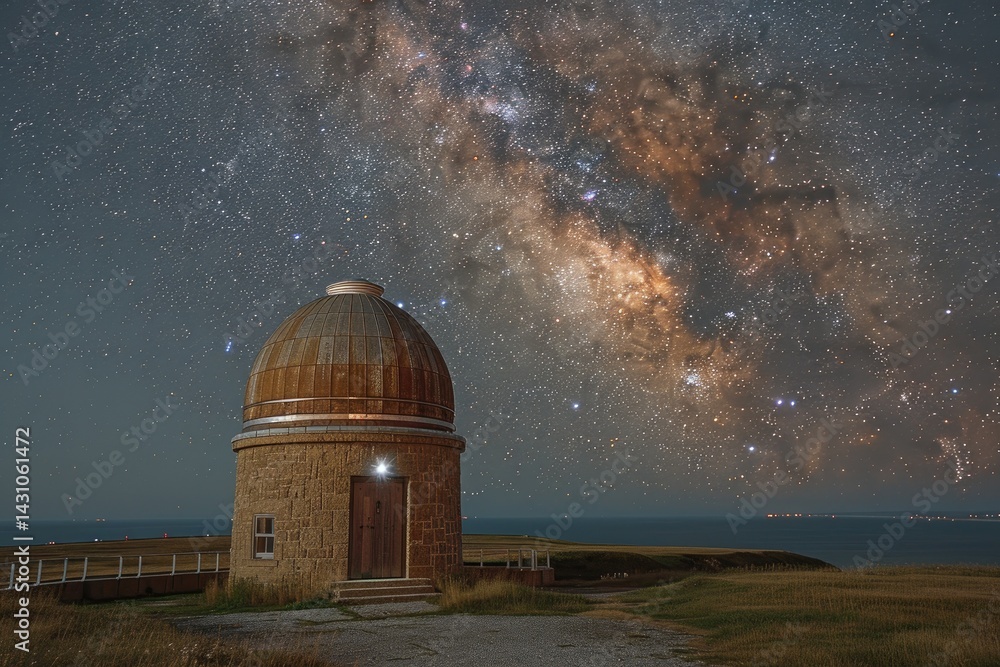Obraz premium An observatory under the luminous and starlit night sky