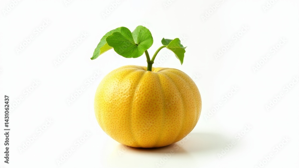 Pomelo With Leaf Sprout On Top Pomelo With Leaf Sprout On Top
