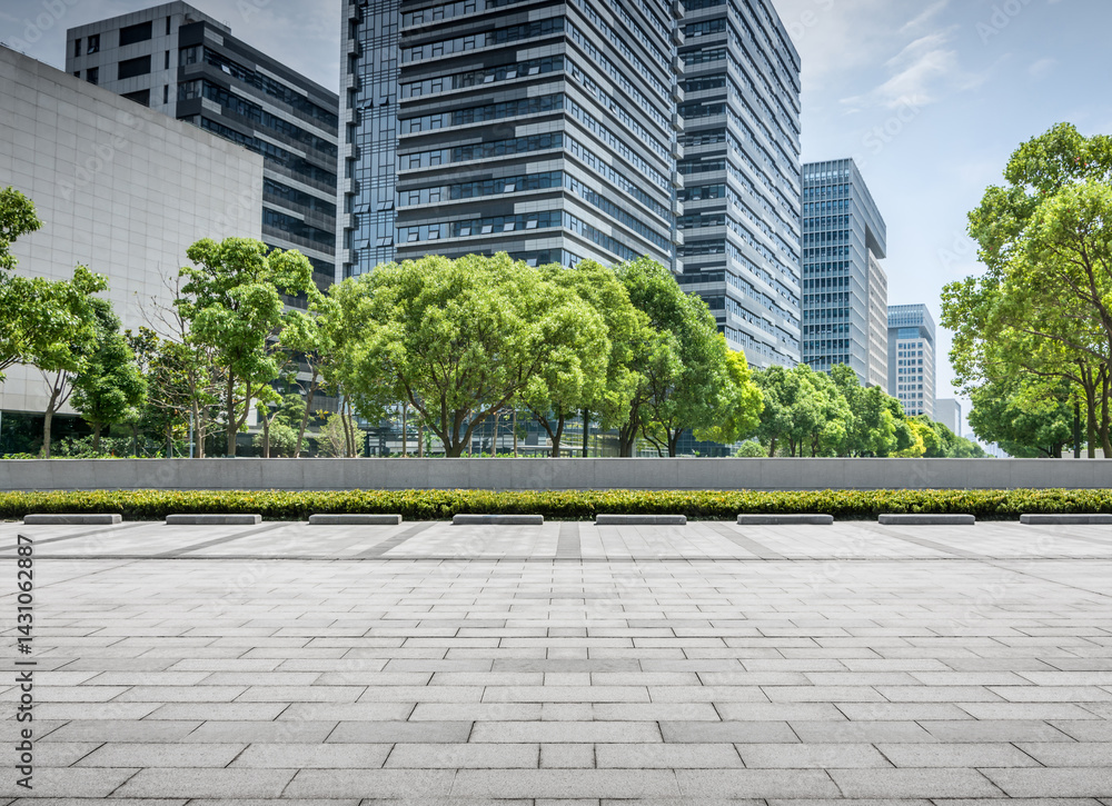Modern Urban Landscape Featuring Green Spaces and Contemporary Buildings