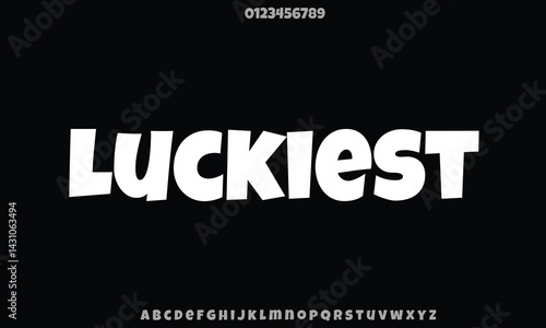 Luckiest Guy vector font alphabet with numbers