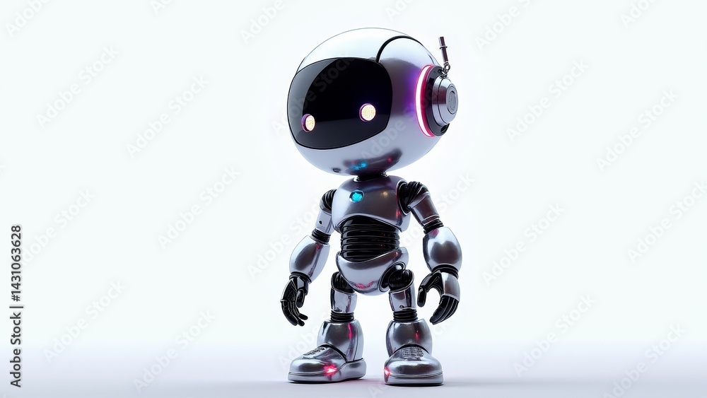 Cute Small Shiny Futuristic Robot Character Cute Small Shiny Futuristic Robot Character