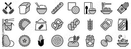 Icons in two tones about carbohydrates.