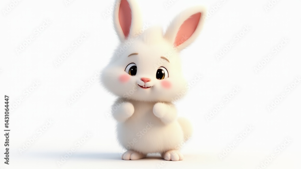 Obraz premium Cute White Cartoon Easter Bunny