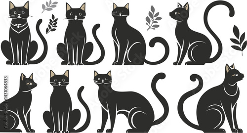 set of cats silhouettes