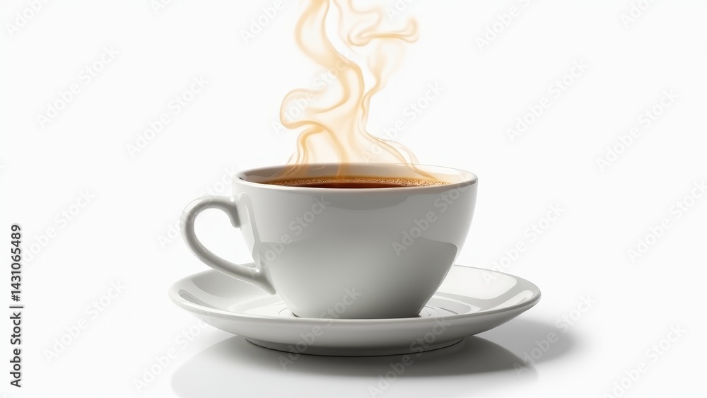 Obraz premium Steaming Hot Coffee In White Cup