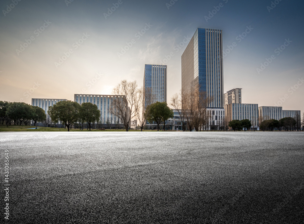 Serene Urban Skyline with Modern Architectural Marvels at Dawn