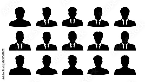 set of Businessman silhouette vector on white background