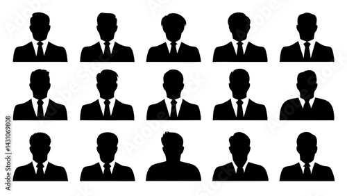 set of Businessman silhouette vector on white background