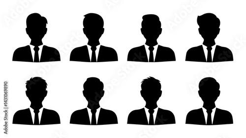 set of Businessman silhouette vector on white background