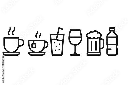 Beverage icons featuring coffee cup and wine glass