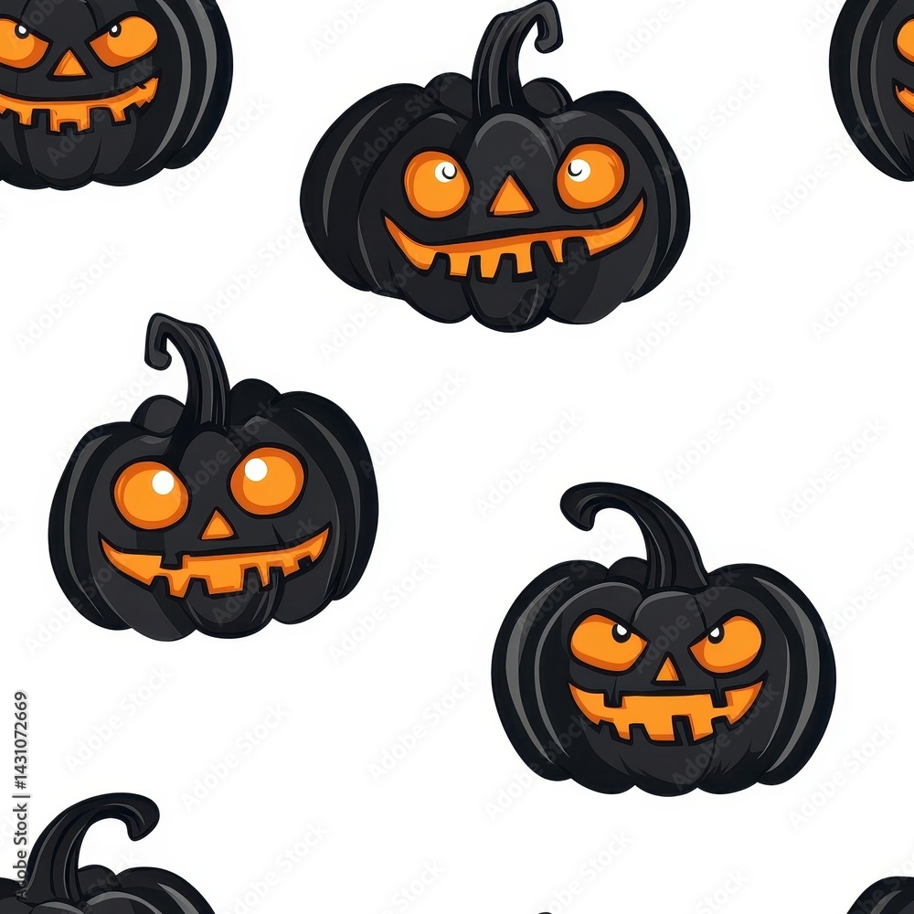 Whimsical Halloween Pumpkins with Funny Faces Design Whimsical Halloween Pumpkins with Funny Faces Design