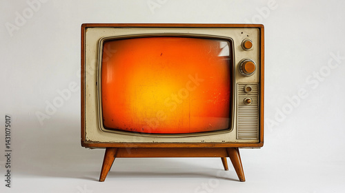 Vintage TV with abstract glow, evoking nostalgic retro charm
