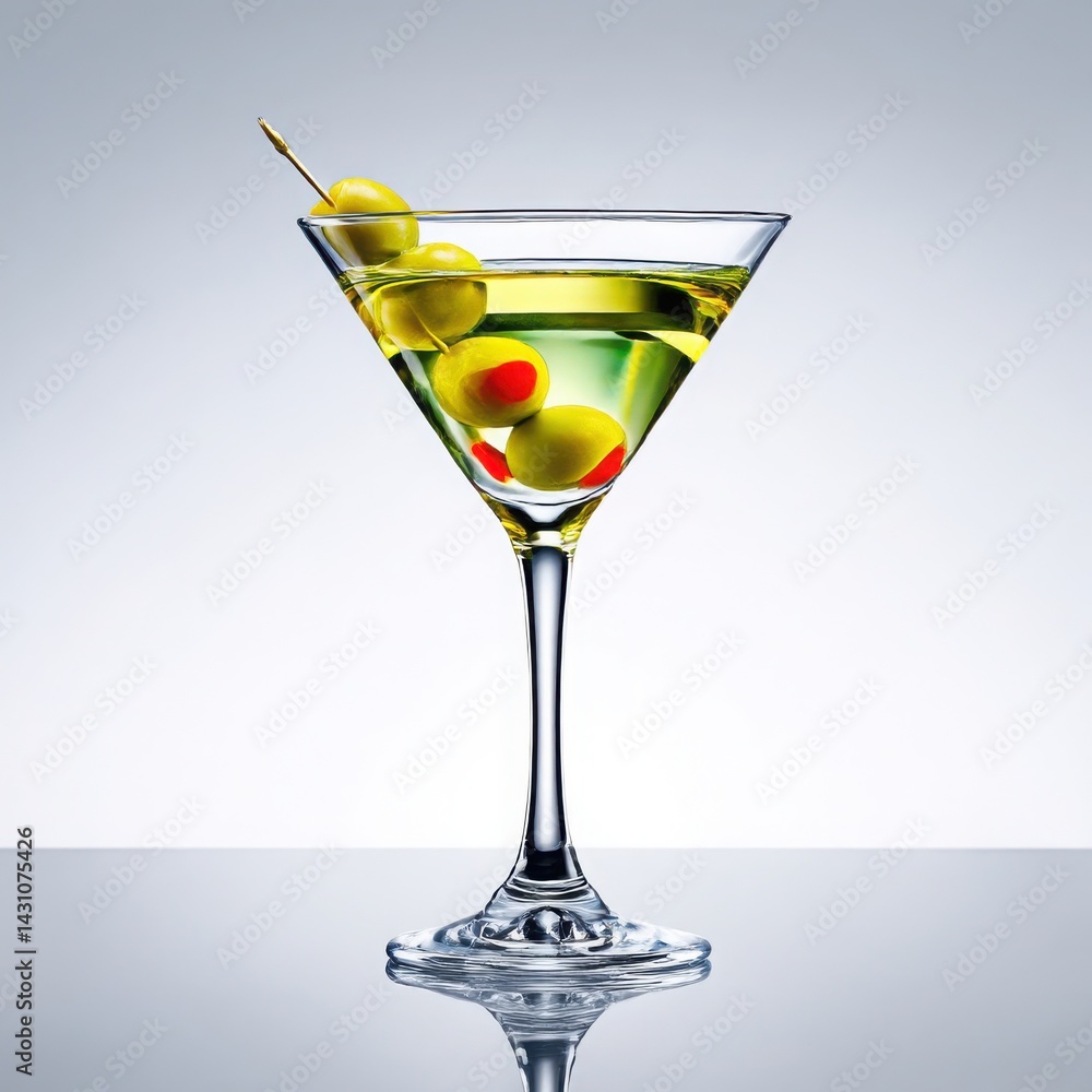 Martini with olives close up shot on white background Martini with olives close up shot on white background