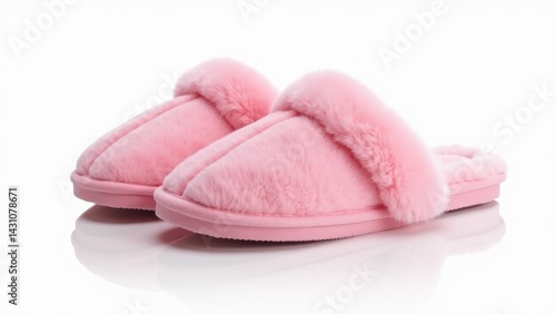 Pair Of Pink Fluffy Slippers-Isolated